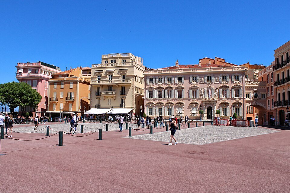 The Place du Palais on the rock, its pastel houses facing the palace square